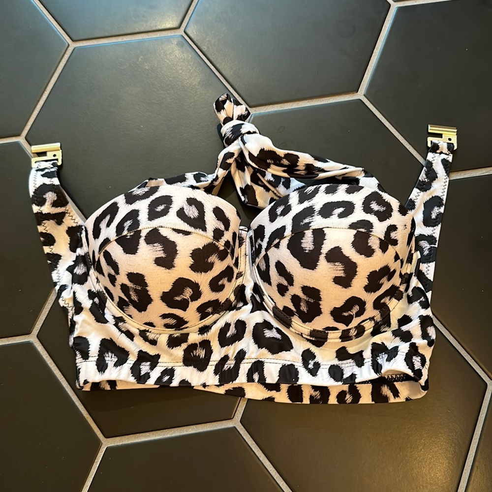 Amazon leopard bikini halter bra cup top